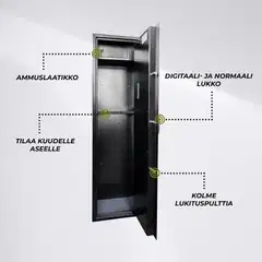 Trekker Asekaappi 6-asetta AS600 v2, digitaalilukolla, Musta - 3