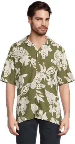 London Fog miesten kuviollinen pellavapaita 194LF15261 - Green AOP - 1