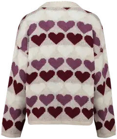 Hailys naisten neule Sa44nna - beige/burgundy heart - 3