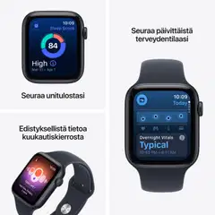 Apple Watch SE 3 GPS 44 mm:n keskiyön värinen alumiinikuori ja laivastonsininen urheiluranneke - S/M - MJL74QN/A - 4