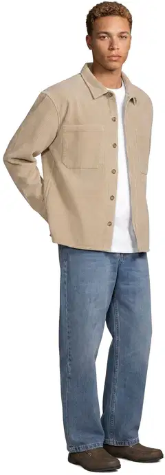 WKLY. miesten vakosamettinen paitatakki loose fit 194W312673 - Sand - 3