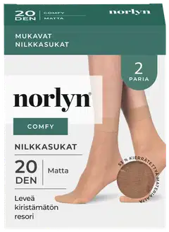 Norlyn naisten nilkkasukat comfy 2-pack 20 den Powder, koko 36-41 - Powder - 1