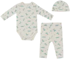 TEX BABY vauvojen setti 3-osaa body+housut+myssy Dino I980166 - Aqua - 1