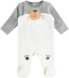 TEX BABY vauvojen potkupuku velour Nalle - GREY CHINE - 1