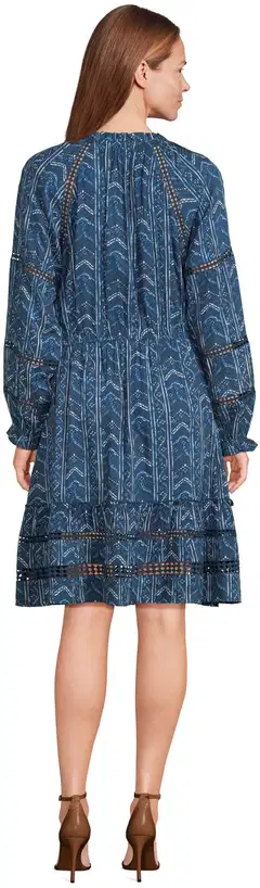 Margaux Riviera naisten lyhyt kuviollinen frillahelmainen mekko SOK-001A - BLUE - 3