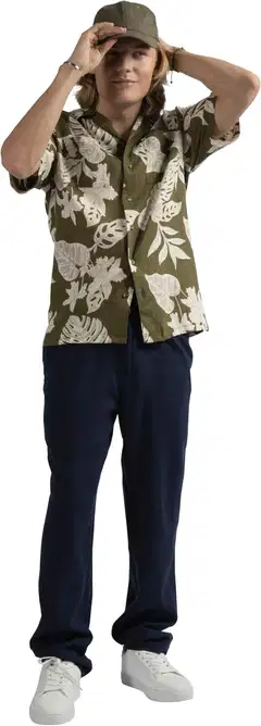 London Fog miesten kuviollinen pellavapaita 194LF15261 - Green AOP - 8