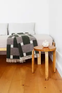 Lapuan Kankurit Punos huopa 130x180cm+hapsut beige-oliivi-valkoinen 100% villa - 4