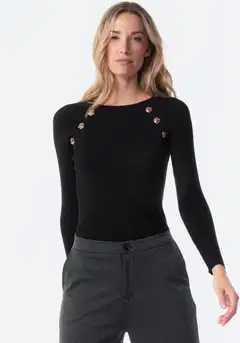 TEX naisten neulepusero I292929 - BLACK 1 - 1