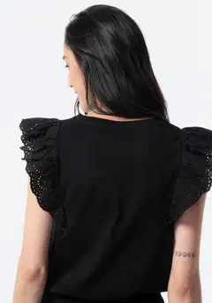 TEX naisten frillatoppi I282731 - BLACK 1 - 2