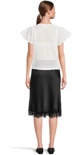 WKLY. naisten lyhythihainen puuvilla brodyyripusero 228W090625 - WHITE - 3