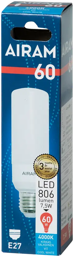 Airam LED tubular 7W E27 806lm 4000K - 2