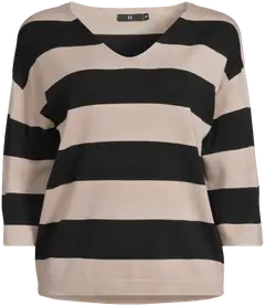 House naisten neulepusero 213H260508 - beige black stripe - 2