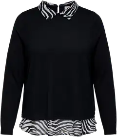 ONLY CARMAKOMA naisten trikoopaita Caralba sifonkiyksityiskohdilla - BLACK - 1