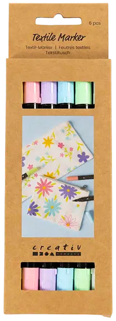 Creativ Company tekstiilitussit, pastellivärit, 6väriä - 2