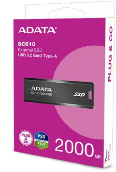 ADATA SC610 ulkoinen SSD-muisti, 2 TB, musta (USB-A) - 3