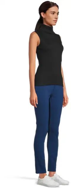 WKLY. naisten ribbipoolo, hihaton kääntöpoolokaulus - BLACK - 4