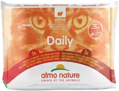 Almo Nature Daily monipakkaus kana-nauta & kana-ankka 6 x 70 g - 2