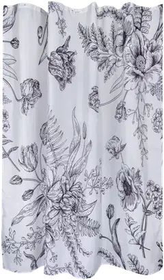 House suihkuverho black/white flowers 180x200 cm - 1