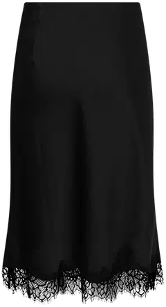 WKLY. Naisten lyhyt satiini hame, pitsisomiste helmassa - BLACK - 2