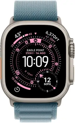 Apple Watch Ultra 3 GPS + Cellular 49mm luonnontitaani kotelo, vaaleansininen Alpine ranneke - M - MEWM4KS/A - 1