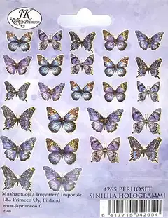 J.K. Primeco tarra Perhoset sinilila hologrammi 25kpl - 2