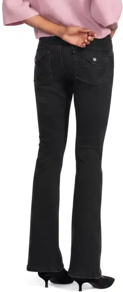 WKLY. naisten flare leg -farkut, matala istuvuus, koristeelliset läppätakataskut 222W282680 - Black denim - 3