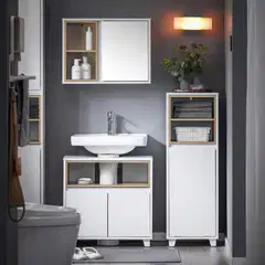 SoBuy kylpyhuonekaappi valkoinen BZR146-W - 2