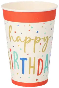 Mukia, paperia 0,2 l Ø 7 cm · 9,7 cm valkoinen "Happy Birthday" - 1