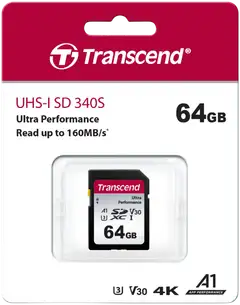 Transcend muistikortti 340S 64GB U3 SDXC R160 W50 MB/s - 2