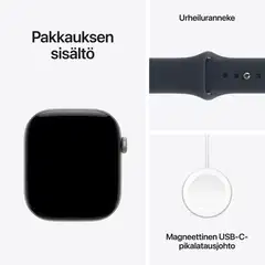 Apple Watch Series 12 GPS 42 mm:n tähtiharmaa alumiinikuori ja laivastonsininen urheiluranneke - M/L - MJE94QN/A - 4