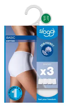 Sloggi Basic Short naisten alushousut 3-pack - White - 1