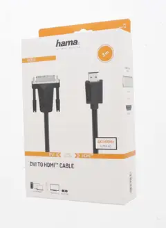 Hama Videokaapeli, DVI-D uros - HDMI™ uros, Ultra HD 4K, 3,0 m - 2