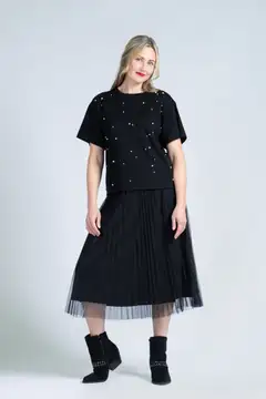 London Fog naisten pliseehame 221L402515 - Jet Black - 6