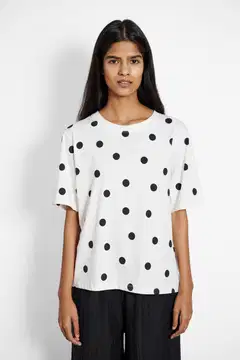 Zabaione naisten t-paita Lo44uisa - P dot offwhite black - 4