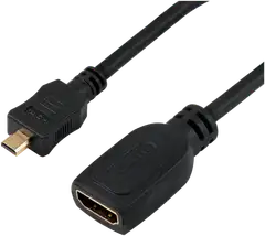 Wave Adapterikaapeli, MicroHDMI uros - HDMI naaras, 25cm, Musta - 1