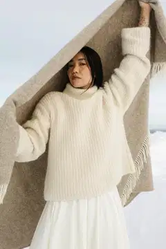 Lapuan Kankurit Arvo huopa 130x180cm+hapsut valko-luonnon beige 100% villa - 3