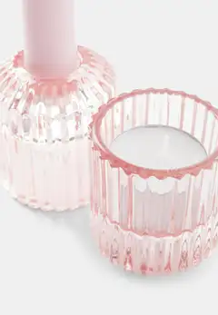 MANO ATELIER Lahjasetti kynttilänjalka ja kynttilä 2 kpl/pkt, vaaleanpunainen - 1