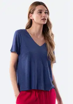 TEX naisten T-paita Pellava I282695 - INDIGO - 1