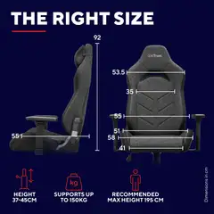 Trust Kangaspäällysteinen pelituoli GXT 723 Ruya harmaa - 9