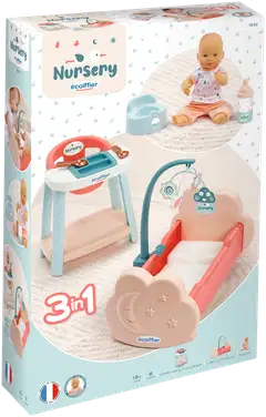 Ecoiffier Nukke, vuode, syöttötuoli -leikkisetti - 2