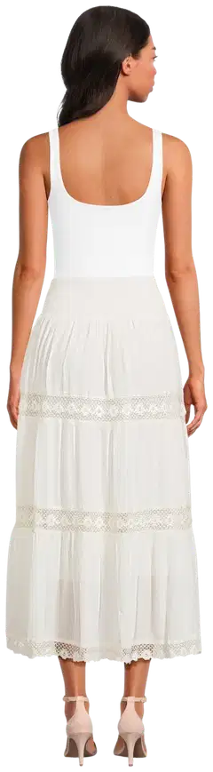 Margaux Riviera naisten pitkä pitsihame SDL-04 - WHITE - 3