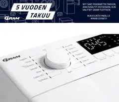 Gram päältä täytettävä pyykinpesukone WTL 20712-91 7kg valkoinen - 5