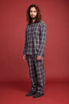 Reino&Aino miesten flanellipyjama - Dark grey - 6