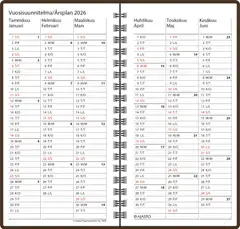Ajasto taskukalenteri Agenda horizontal, ruskea - 3
