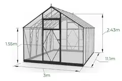 Ecoslider kasvihuone Lux 3.0 X 11.1 - 4