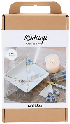 Creativ Company Askartelusetti Kintsugi, Lautanen, sininen, kulta, valkoinen, 1pkk/ 1 pkt - 1