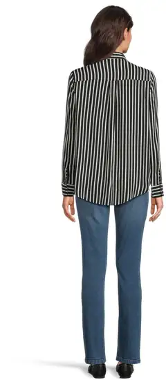 House naisten kauluspaita raita 228H260310 - Black white - 3