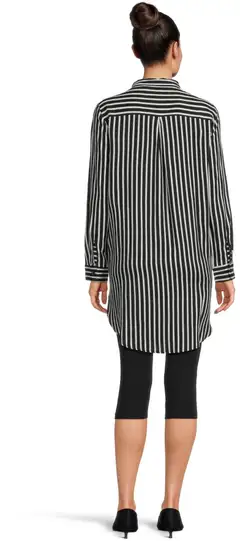 House naisten kauluspaita pitkä 228H260311 - Black white - 3