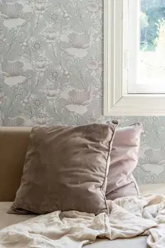 Sandudd Signature kuitutapetti Unelma 5452-3 10,05 x 0,53 m greiget, valkoiset ja helmiäiset kukat, vaaleanvihreät lehdet - 3