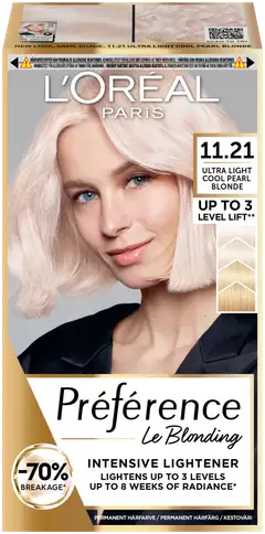 L'Oréal Paris Préférence Le Blonding 11.21 Ultra Light Extra Light Cool Crystal Blonde Erittäin kirkas viileä kristallinvaalea kestoväri 1kpl - 1